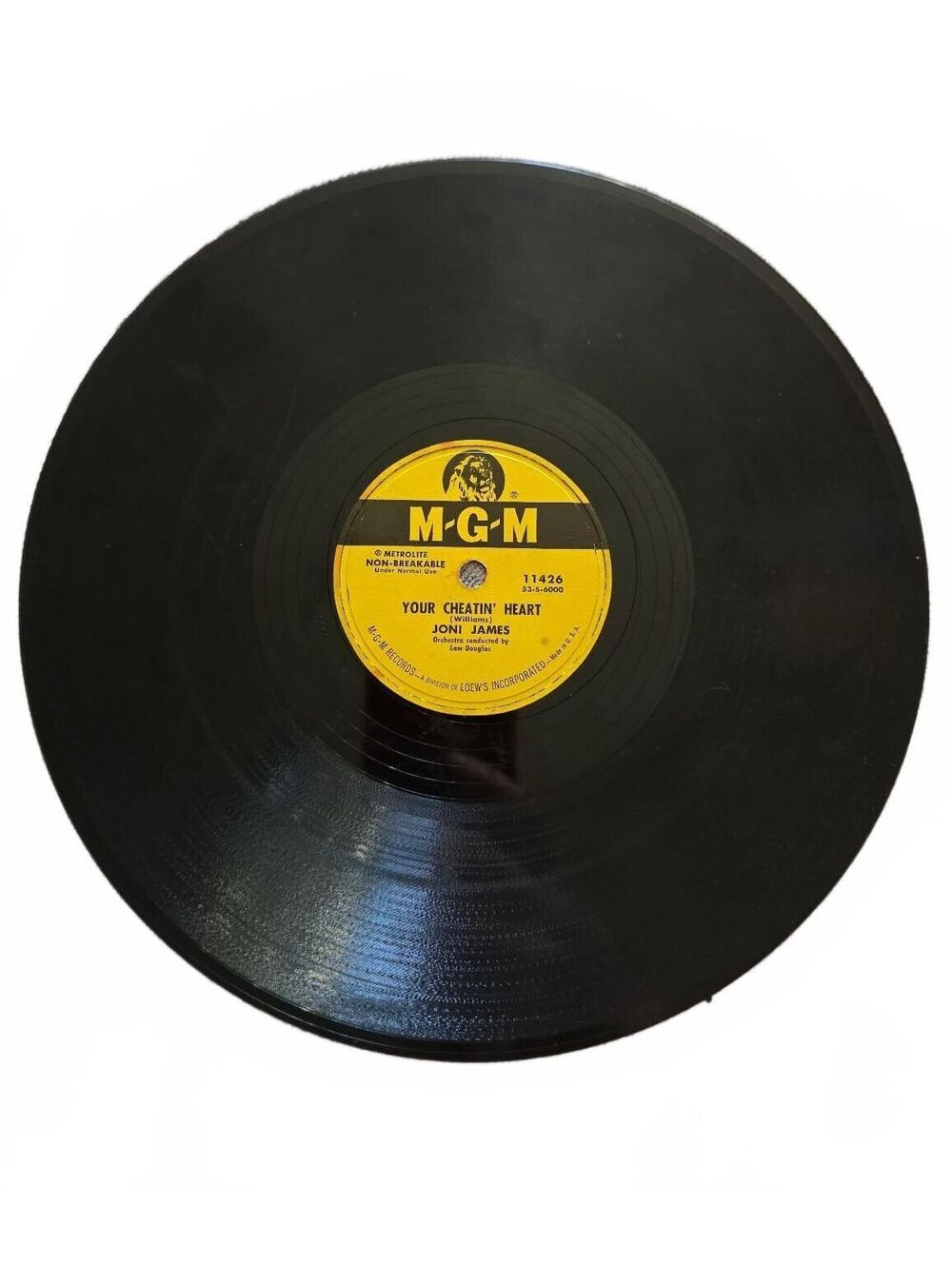 Vintage Joni James "Your Cheatin' Heart" 78 RPM Record (MGM 11426, 1953)